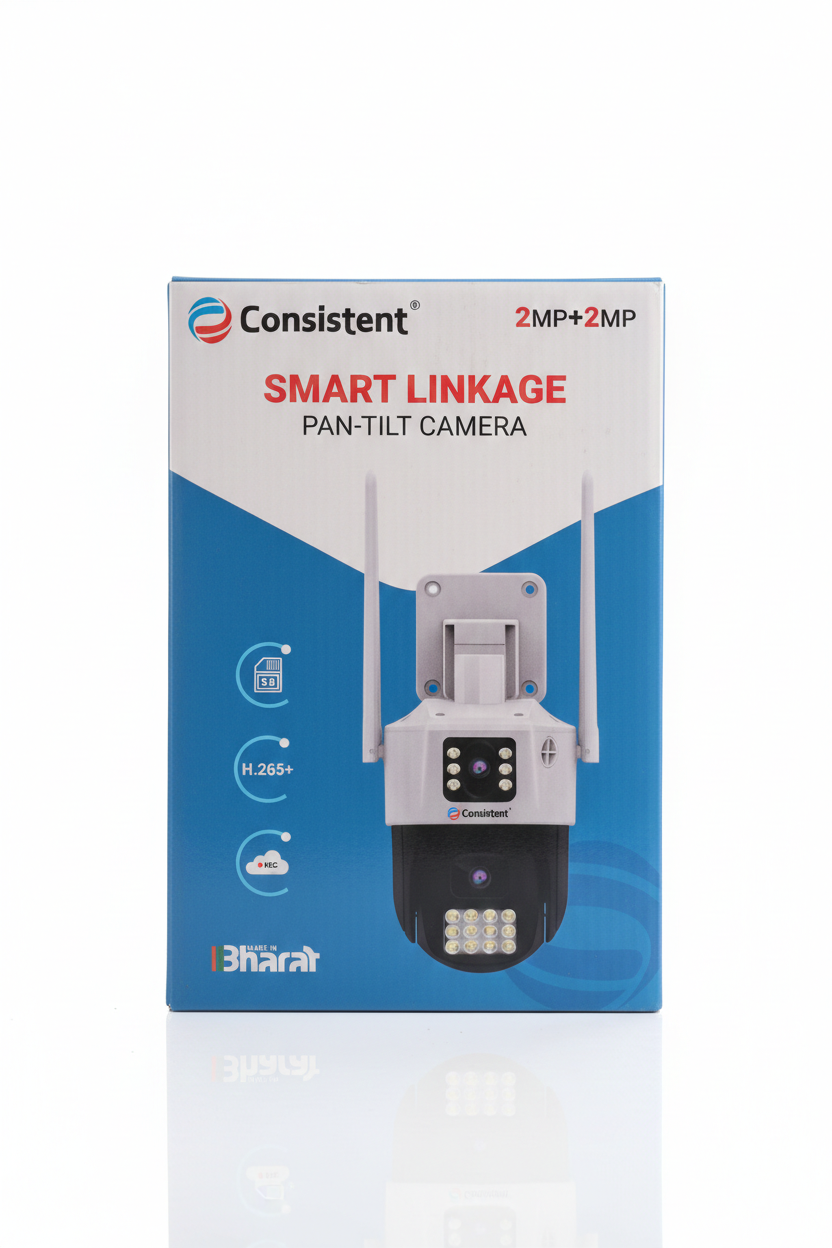 Consistent Smart Linkage Pan-Tilt Camera – Dual 2MP Lens (4MP Total), 10X Digital Zoom, Two-Way Audio, & AI Human Detection